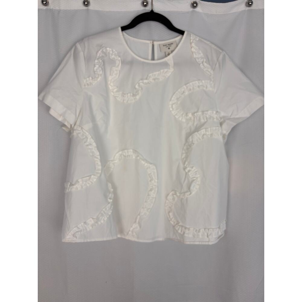 Kate Soade/Target white ribbon ruffle top romantic coastal cottagecore size XL